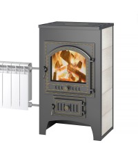 Печь-Камин Везувий ПК-01 (205) бежевый с плитой и т/о 12 кВт