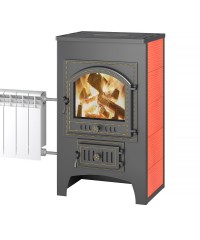 Печь-Камин Везувий ПК-01 (205) красный с плитой и т/о 12 кВт