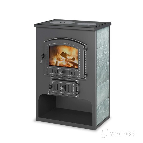 Дровяной печь-камин Везувий В3 талькохлорит с плитой и дровником