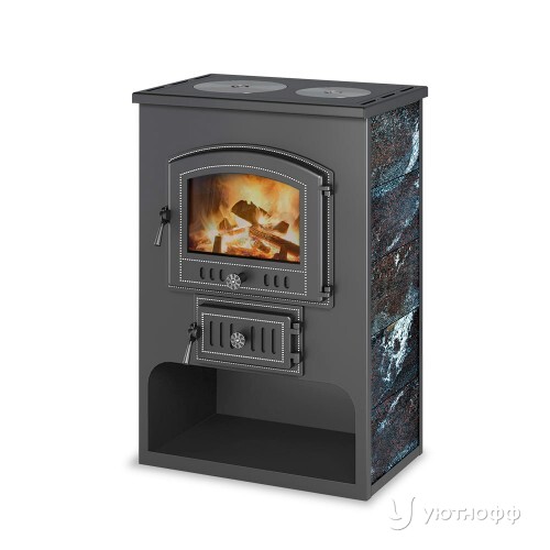 Дровяной печь-камин Везувий В3 амфиболит с плитой и дровником