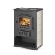 Дровяной печь-камин Везувий В3 бежевый с плитой и дровником