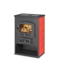 Печь-Камин Везувий ПК-03 (224) с плитой 12 кВт красный