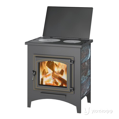 Дровяная печь Везувий ПК-04 с плитой 12 кВт амфиболит