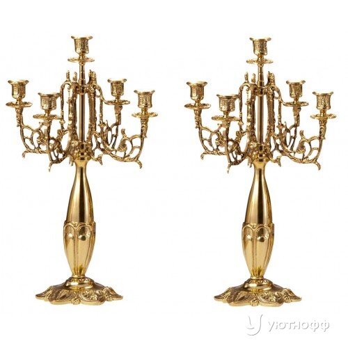 Канделябры Pair Of Cand. Larg. Leaf из бронзы Канделябры Pair Of Cand. Larg. Leaf из бронзы