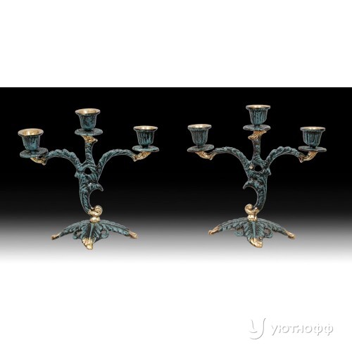 Канделябры Pair Of Cand. 3 Bicos из бронзы Канделябры Pair Of Cand. 3 Bicos из бронзы