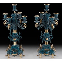 Подсвечник Virtus Pair Of Cand. HF синяя глазурь 2 шт.
