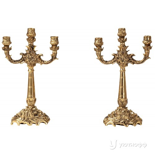 Канделябры Pair Of Cand. Roses Simple из бронзы Канделябры Pair Of Cand. Roses Simple из бронзы