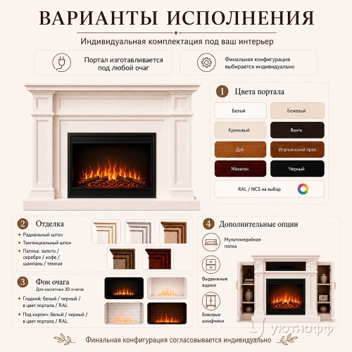 Каминокомплект по чертежу (каминный портал + очаг) под заказ